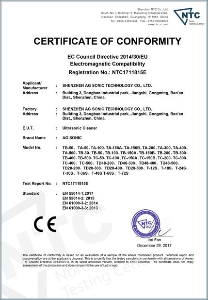 Trung Quốc AG SONIC TECHNOLOGY LIMITED Chứng chỉ